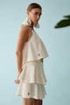 Nikasha_Cream Poplin Thread Embroidered V Neck Cami Crop Top _Online_at_Aza_Fashions