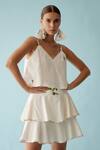 Buy_Nikasha_Cream Poplin Thread Embroidered V Neck Cami Crop Top _Online_at_Aza_Fashions