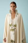 Buy_Nikasha_Cream Pattern Lapel Collar Fronds Print Cape _Online_at_Aza_Fashions