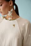 Shop_Nikasha_Cream Handwoven Jamdani And Cotton Round High Low Top _Online_at_Aza_Fashions