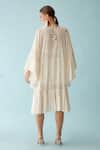 Shop_Nikasha_Cream Handwoven Jamdani Round Neck Cascading Flared Sleeves Cape _at_Aza_Fashions