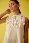 Buy_Nikasha_Cream Frond Print Fringe Tassel Necklace _at_Aza_Fashions
