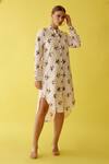 Shop_Nikasha_Off White Cotton Embroidery Collared Chilli Print Shirt Dress _Online_at_Aza_Fashions