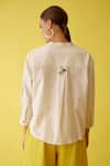 Shop_Nikasha_Cream Poplin Applique Collared Chilli Embroidered Top _at_Aza_Fashions