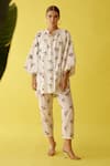 Buy_Nikasha_Off White Poplin Sequins, Embroidery Hand Painted Chili Print Pant Co-ord Set _at_Aza_Fashions