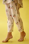 Shop_Nikasha_Off White Poplin Sequins, Embroidery Hand Painted Chili Print Pant Co-ord Set _Online_at_Aza_Fashions