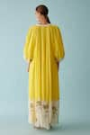 Shop_Nikasha_Yellow 100% Cotton Print Fronds V Neck Braided Tassel Maxi Dress _at_Aza_Fashions