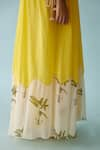 Nikasha_Yellow 100% Cotton Print Fronds V Neck Braided Tassel Maxi Dress _at_Aza_Fashions