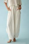 Shop_Nikasha_Off White Cotton Textured Gauze Baggy Pant _at_Aza_Fashions