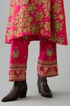 Buy_KORA_Fuchsia Kurta And Pant Silk Embroidered Floral Notched A-line Set  _Online_at_Aza_Fashions