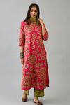 Buy_KORA_Fuchsia Kurta And Pant Silk Embroidered Floral Sequins Straight Set  _at_Aza_Fashions