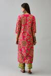 Shop_KORA_Fuchsia Kurta And Pant Silk Embroidered Floral Sequins Straight Set  _at_Aza_Fashions