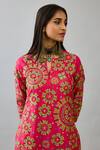 Buy_KORA_Fuchsia Kurta And Pant Silk Embroidered Floral Sequins Straight Set  _Online_at_Aza_Fashions