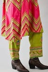 Shop_KORA_Fuchsia Kurta And Pant Silk Thread Embroidered Notched Chevron Set  _Online_at_Aza_Fashions