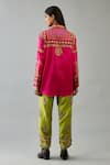 Shop_KORA_Fuchsia Silk Thread Embroidered Shirt Collar Cutwork With Pant  _at_Aza_Fashions