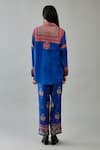 Shop_KORA_Blue Silk Thread Embroidered Shirt Collar With Pant  _at_Aza_Fashions