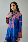 Buy_KORA_Blue Silk Thread Embroidered Shirt Collar With Pant  