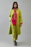 Buy_KORA_Green Silk Thread Embroidered Jacket Round Quilted Long Pant Set  _Online_at_Aza_Fashions