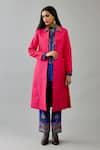 Buy_KORA_Pink Silk Thread Embroidered Jacket Round Quilted Long Pant Set  _Online_at_Aza_Fashions