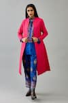 Shop_KORA_Pink Silk Thread Embroidered Jacket Round Quilted Long Pant Set  _Online_at_Aza_Fashions