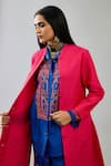 Buy_KORA_Pink Silk Thread Embroidered Jacket Round Quilted Long Pant Set  