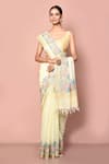 Buy_Nazaakat by Samara Singh_Yellow Semi Organza Woven And Embroidered Border Saree With Running Blouse Piece_Online_at_Aza_Fashions