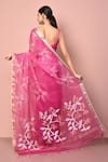 Shop_Nazaakat by Samara Singh_Pink Pure Tissue Silk Woven Floral Jaal Jamdani Saree With Running Blouse Piece_at_Aza_Fashions