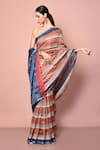 Buy_Nazaakat by Samara Singh_Grey Pure Tussar Printed And Woven Geometric Saree With Running Blouse Piece_Online_at_Aza_Fashions