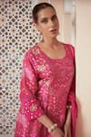 Megha Pitti_Pink Bemberg Silk Forest Printed U Neck Long Kurta Set _Online_at_Aza_Fashions