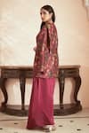 Shop_Megha Pitti_Pink Bemberg Silk Floral Printed Gown Round Jacket And Draped Set _Online_at_Aza_Fashions