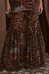 Megha Pitti_Brown Bemberg Crepe Forest Printed V Neck Short Anarkali And Sharara Set _Online_at_Aza_Fashions