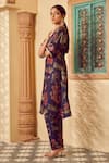 Shop_Megha Pitti_Blue Bemberg Silk Botanic Printed Scoop Kurta And Pant Co-ord Set _Online_at_Aza_Fashions