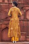 Shop_Megha Pitti_Yellow Silk Embroidery V-neck Forest Print Straight Kurta With Pant _at_Aza_Fashions