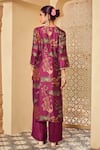 Shop_Megha Pitti_Purple Bemberg Silk Botanic Printed V Neck Kurta Pant Set _at_Aza_Fashions