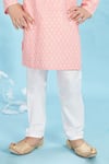 Buy_Maaikid_Peach Cotton Floral Print Kurta And Pyjama Set _Online_at_Aza_Fashions