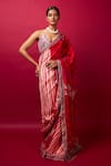 Buy_Vedika M_Multi Color Blouse Sequin Abstract Print Deep V Neck Pre-stitched Saree With _at_Aza_Fashions
