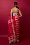 Shop_Vedika M_Multi Color Blouse Sequin Abstract Print Deep V Neck Pre-stitched Saree With _at_Aza_Fashions