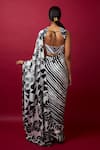 Shop_Vedika M_Multi Color Blouse Sequin Abstract Print Sweetheart Neck Pre-stitched Saree _at_Aza_Fashions