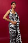 Vedika M_Multi Color Blouse Sequin Abstract Print Sweetheart Neck Pre-stitched Saree _at_Aza_Fashions