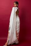 Shop_Vedika M_Multi Color Blouse Sequin Abstract Print Square V Neck Saree With _at_Aza_Fashions