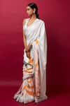 Vedika M_Multi Color Blouse Sequin Abstract Print Square V Neck Saree With _Online_at_Aza_Fashions