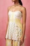 Buy_Vedika M_Multi Color Satin Abstract Print Scoop Neck Peplum Tunic And Pant Set _Online_at_Aza_Fashions