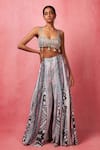 Buy_Vedika M_Multi Color Silk Sequins Sweetheart Neck Work Bustier With Panelled Pant _at_Aza_Fashions