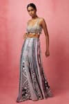 Shop_Vedika M_Multi Color Silk Sequins Sweetheart Neck Work Bustier With Panelled Pant _at_Aza_Fashions