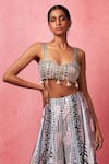Vedika M_Multi Color Silk Sequins Sweetheart Neck Work Bustier With Panelled Pant _Online_at_Aza_Fashions