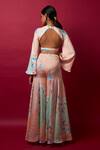Shop_Vedika M_Multi Color Top Satin Abstract Print High Neck Floral With Pant _at_Aza_Fashions