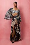 Buy_Vedika M_Multi Color Blouse Sequin Fabric Geometric Printed Sweetheart Slit Lehenga With _at_Aza_Fashions