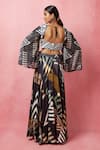 Shop_Vedika M_Multi Color Blouse Sequin Fabric Geometric Printed Sweetheart Slit Lehenga With _at_Aza_Fashions