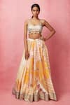 Shop_Vedika M_Multi Color Blouse Sequin Fabric Abstract Printed Floral Lehenga Set  _Online_at_Aza_Fashions