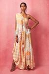 Buy Vedika M Multi Color Satin Sequins One Shoulder Asymmetric Printed Dress at Aza Fashions Buy_Vedika M_Multi Color Satin Sequins One Shoulder Asymmetric Printed Dress _at_Aza_Fashions